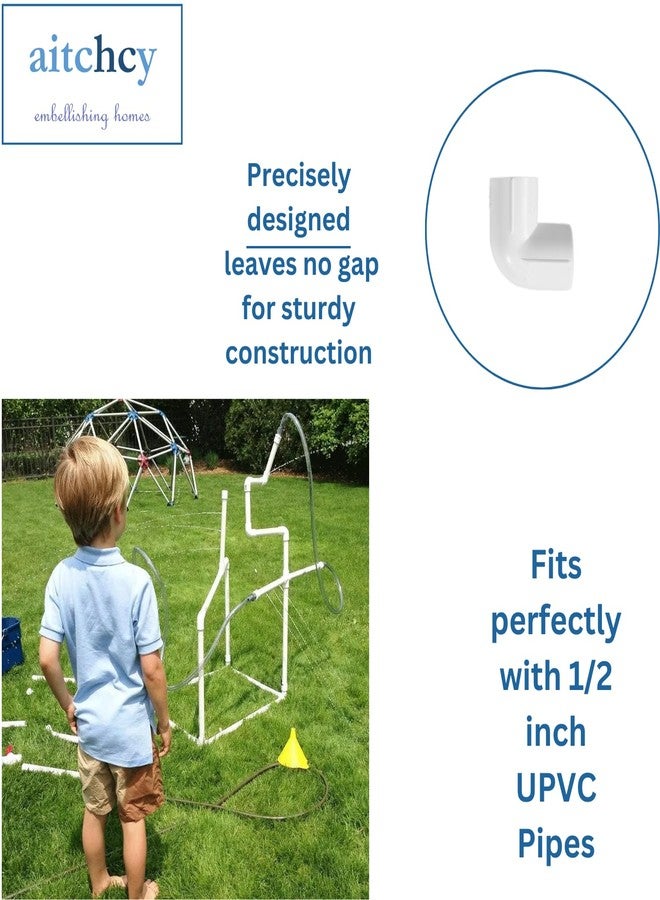 Aitchcy U PVC Elbow 1/2 Inch | 90 Degree elbow for 1/2 Inch UPVC pipe | PVC Pipe Joint | PVC Jointer Connector for Furnitures & Structures | 90° Connectors Heavy duty 1/2 Inch (12 Pcs Pack) - Image 3